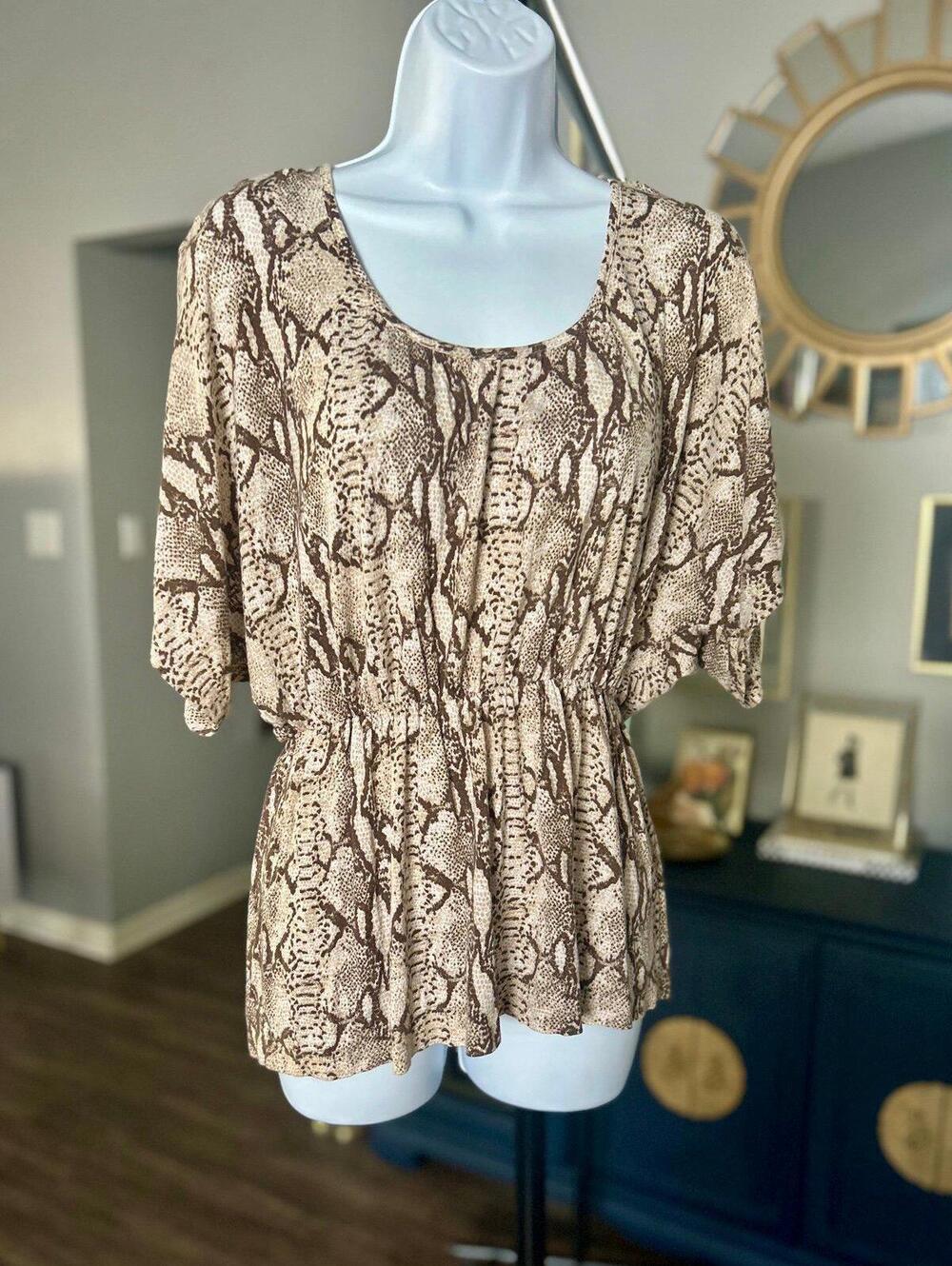 H&M Faux Snakeskin Pattern Rouched Waist Blouse for Women in Size Small